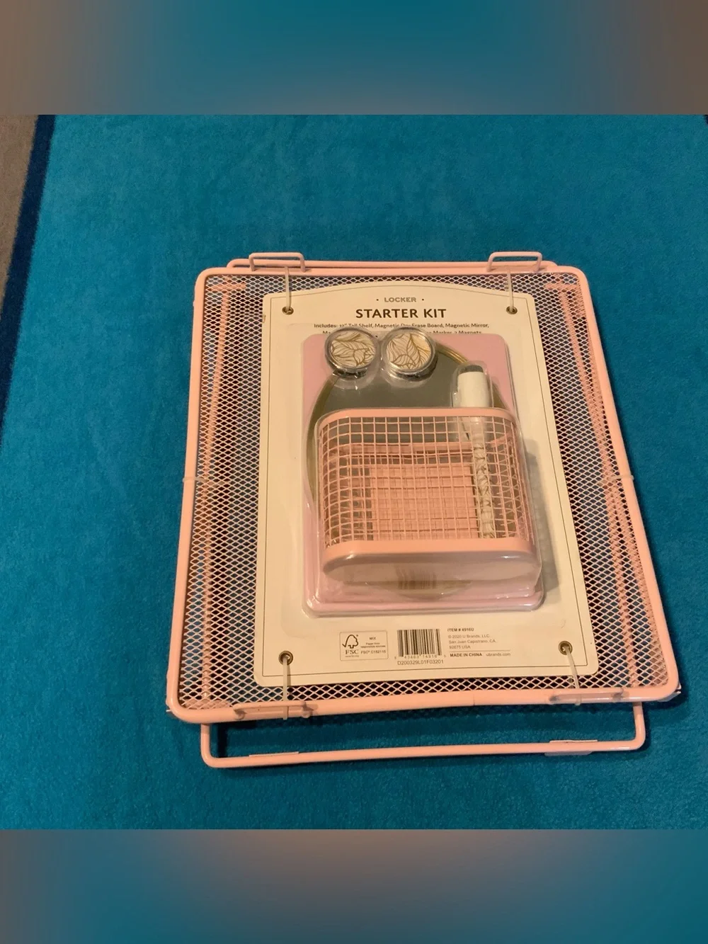 U Brands Wire Locker Starter Kit Steel Desk Organizer 4915U pink